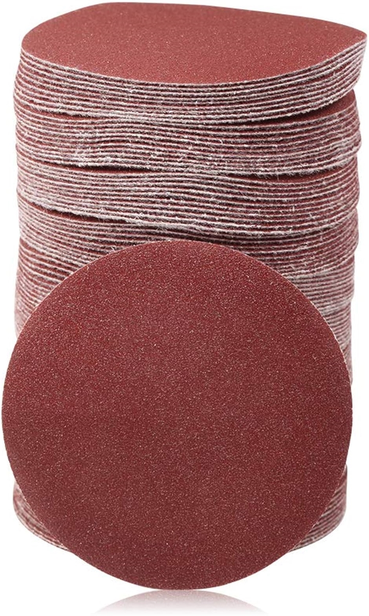 サンドペーパー サンディングペーパー 100枚 75mm 木工用 丸型 穴なし 紙やすり サンディングディスク( 赤い,  φ75mm)｜horikku