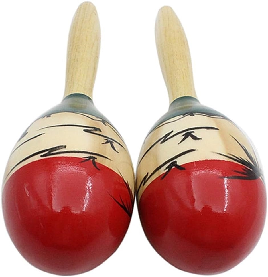 マラカス Maracas ラテンパーカッション 木製 ウッド 打楽器 シェイカー 玉子型 Egg 2本組( 椰子の木,  24.5cm)｜horikku｜08