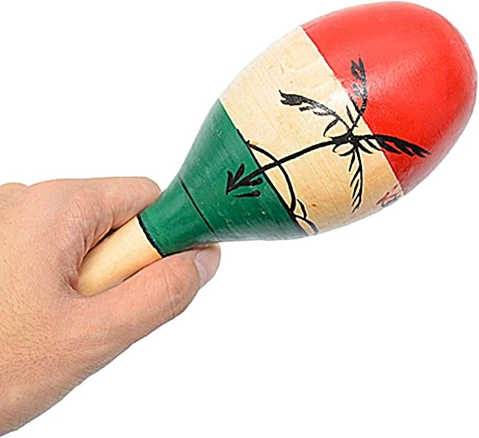 マラカス Maracas ラテンパーカッション 木製 ウッド 打楽器 シェイカー 玉子型 Egg 2本組( 椰子の木, 24.5cm)