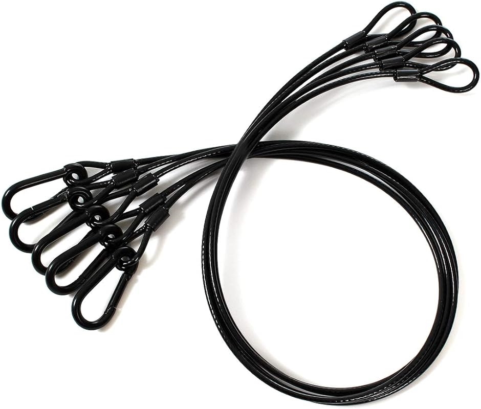 TAKASUE ブラックワイヤー 4mm 80cm 落下防止ワイヤー( 黒 5本 4mm