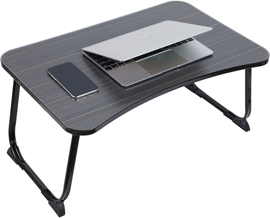 折りたたみテーブルベッドテーブル ローテーブル ラップトップテーブル 和風ローデスク 座卓 軽量( ブラック,  60x40x28cm)