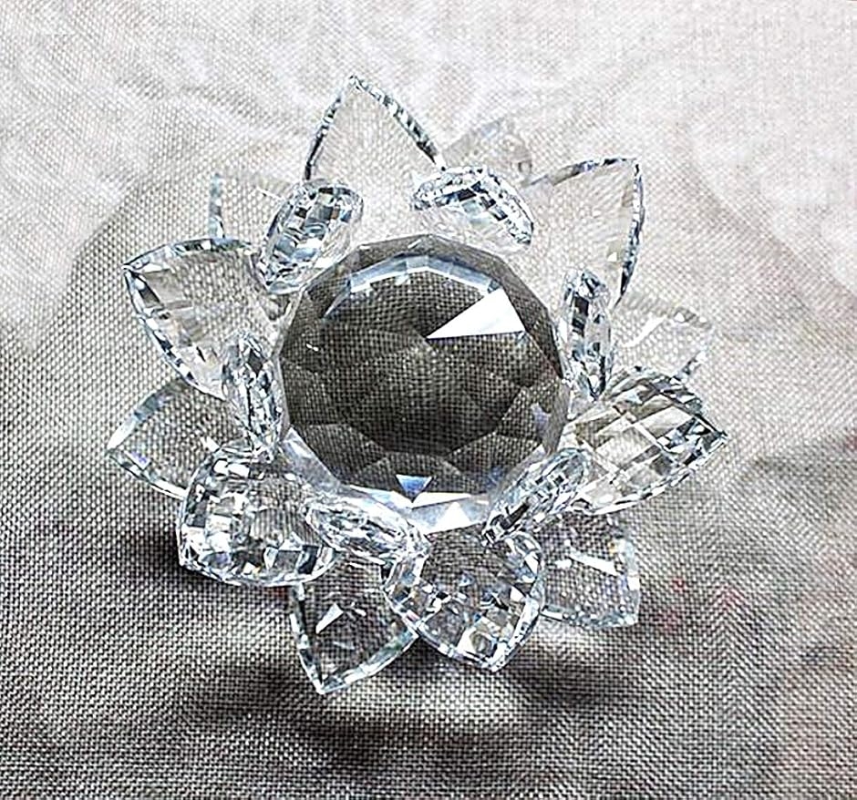 クリスタルガラス 水晶玉 蓮の花 ロータス サンキャッチャー 風水