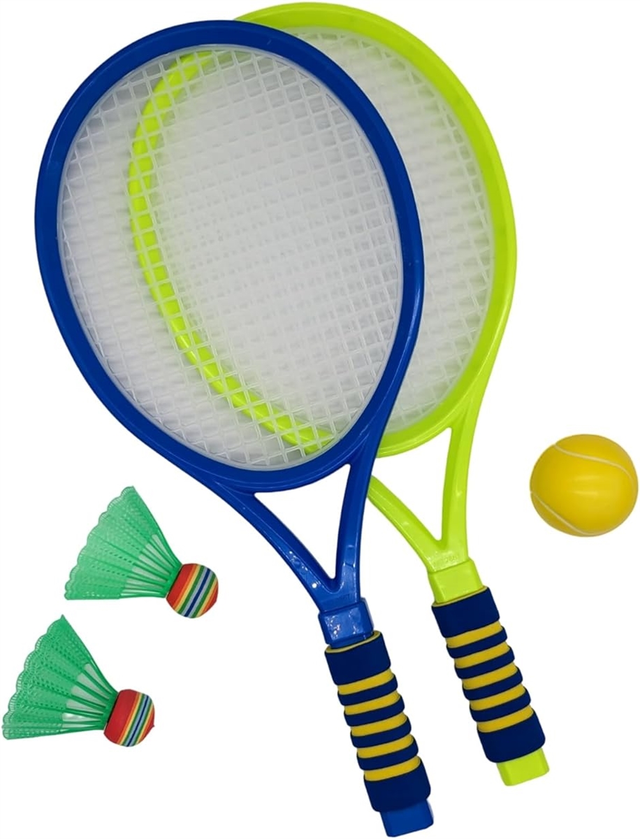 ラケットセット テニスセット バトミントン ボール 子供 羽2個 ボール1個 親子 屋外 室内( ブルー)｜horikku