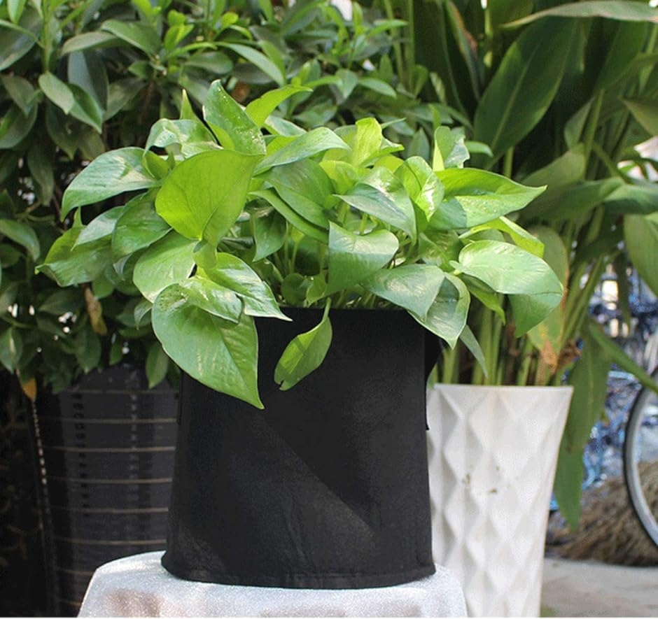 植木鉢 ガーデンバッグ 不織布 プランター 大型 プラスチック 1ガロン 5個セット( 黒１)｜horikku｜05