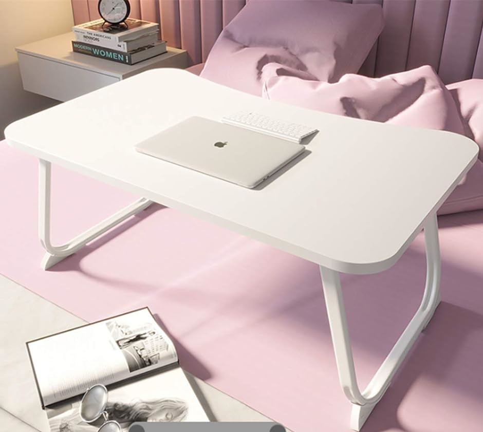折りたたみテーブルベッドテーブル ローテーブル ラップトップテーブル 和風ローデスク 座卓 軽量( ホワイト,  60x40x28cm)