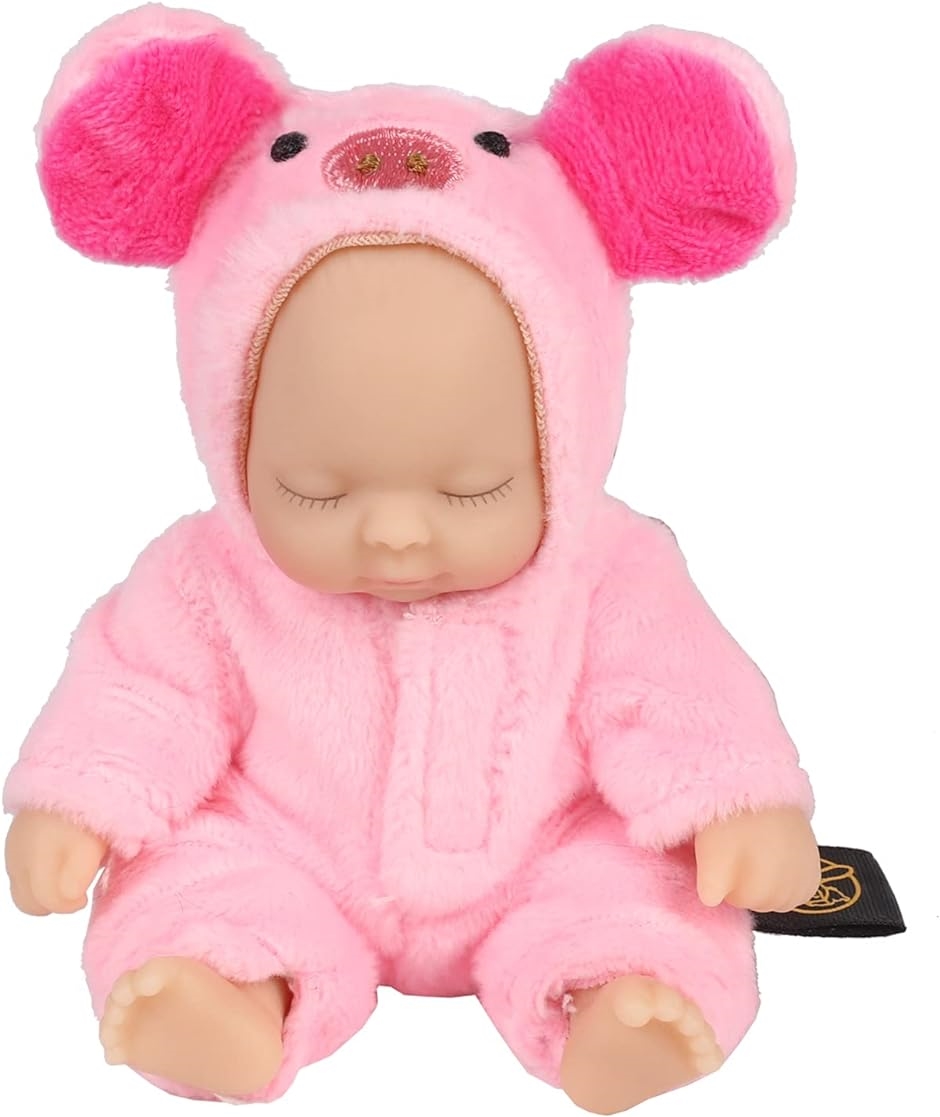 赤ちゃん人形 リボンドール キーホルダー ミニチュア リアル ベビー コレクション 子豚( 豚)