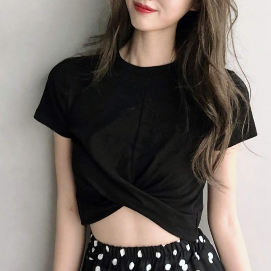 ブランド登録なし Tシャツ 半袖 ショート丈 ショートTシャツ 個性的  