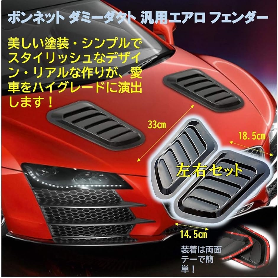 ボンネット ダミーダクト 2枚 汎用エアロ フェンダー エンブレム