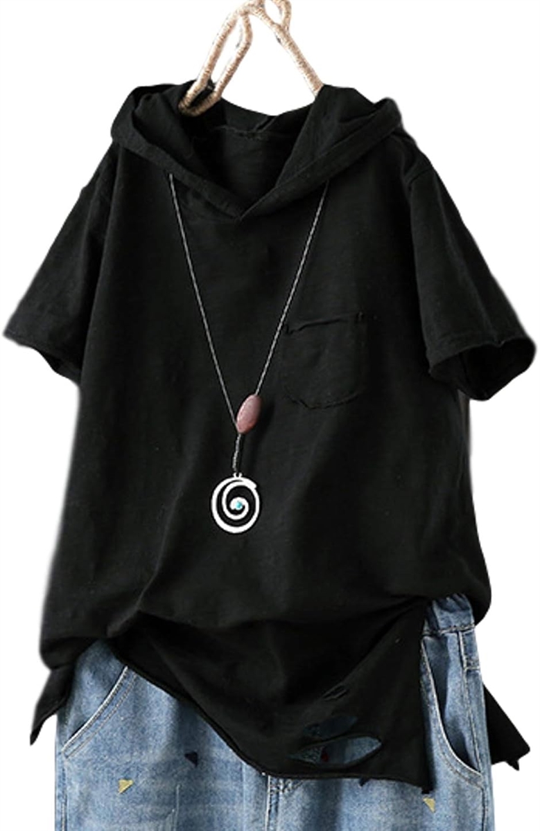 フリフラ 森ガール フード付き 半袖 Tシャツ トップス シンプル