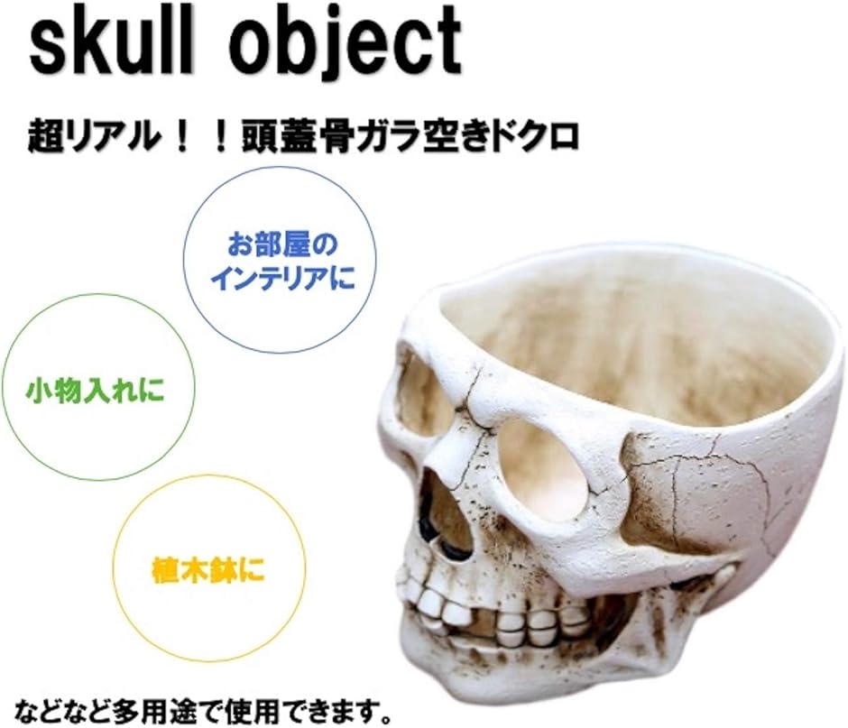 ドクロ 植木鉢 プランター インテリア 小物入れ 頭蓋骨 髑髏 骸骨 ガイコツ( ノーマル)