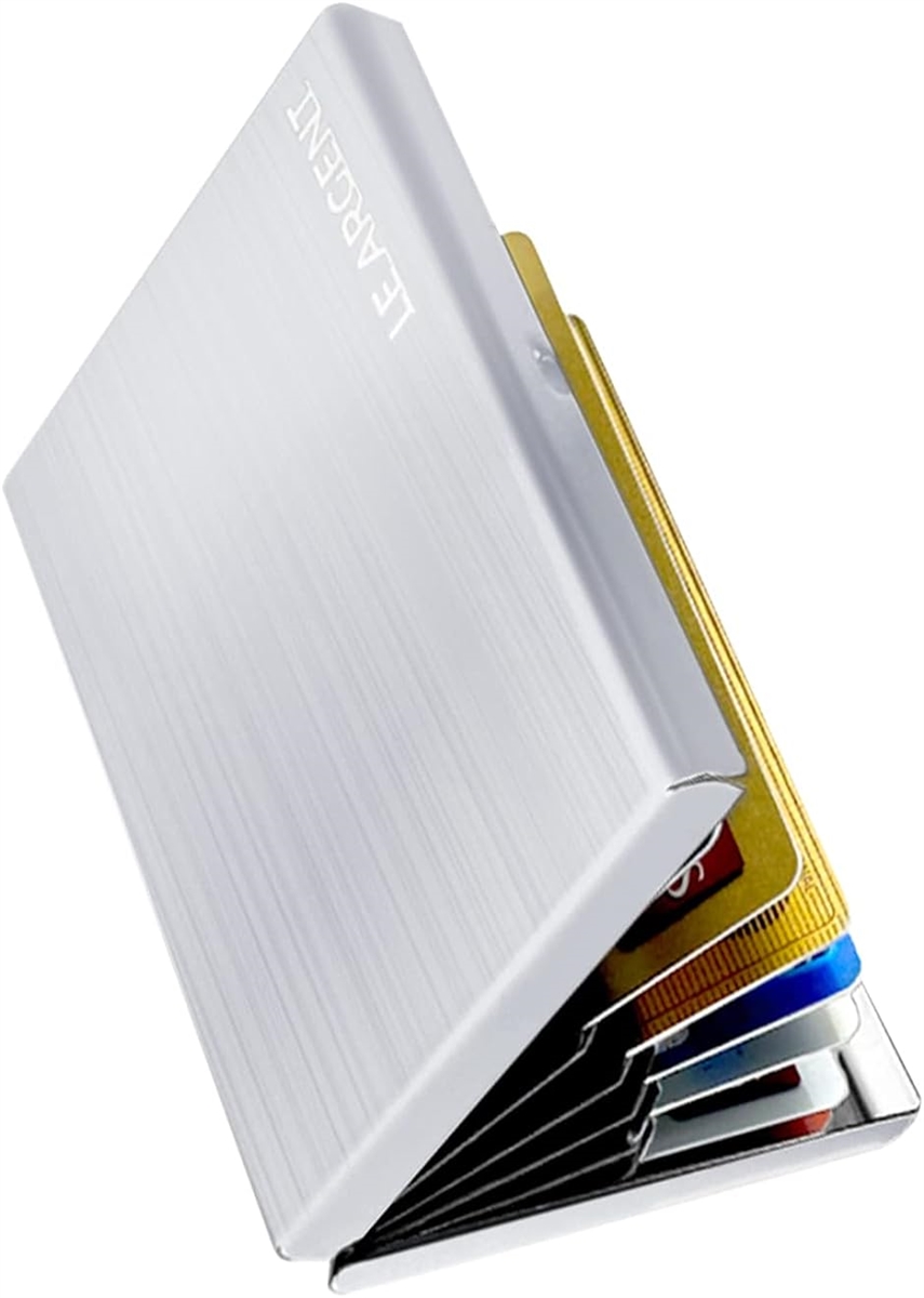 カードケース メンズ クレジットカードケース スキミング防止 極小財布 8枚スロット拡張版( ヘアラインシルバー)