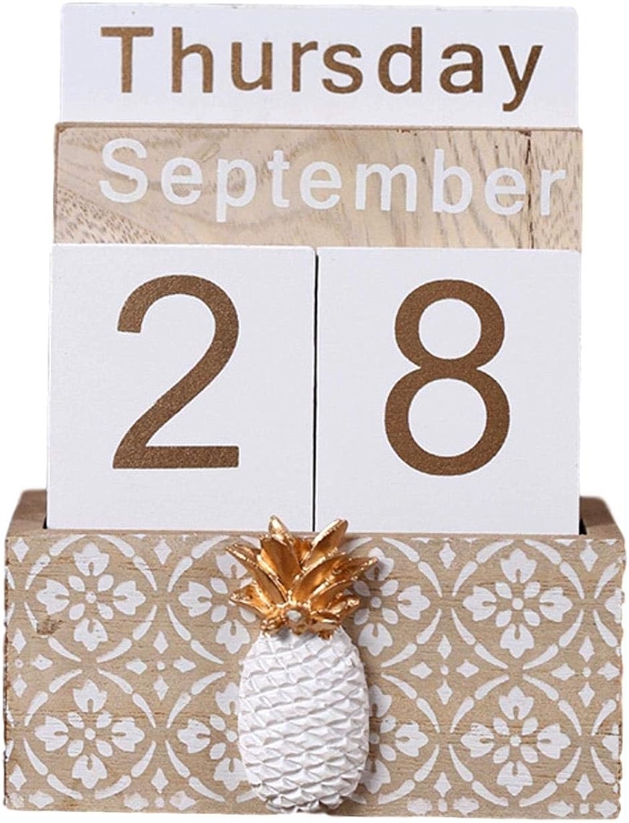 万年 カレンダー 日めくり 卓上 おしゃれ ホーム オフィス デスク インテリア 飾り 装飾 シンプル デザイン 木製( パイナップル)
