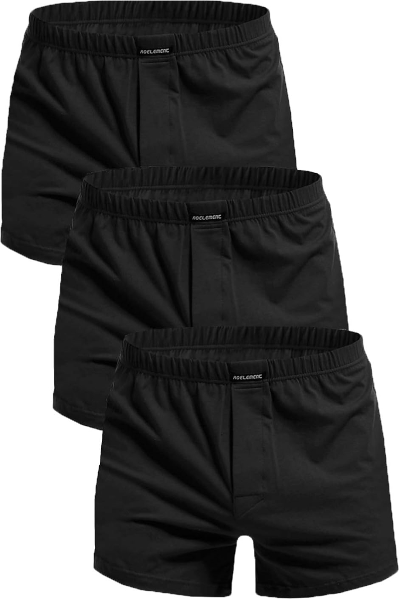 Yahoo! Yahoo!ショッピング(ヤフー ショッピング)ニット トランクス メンズ 下着 3枚 セット 前開き パンツ 男性 黒 XXXL サイズ（ ブラック,  3XL）