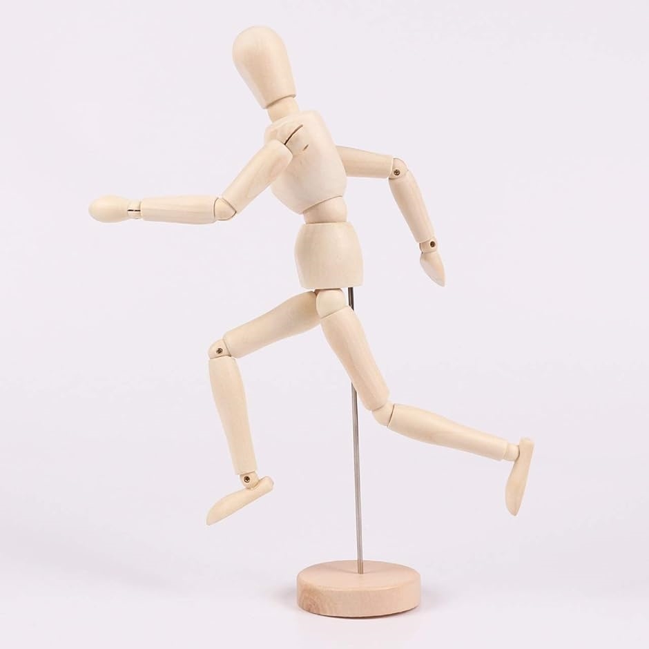 デッサン人形 木製 モデル ドール 美術 スケッチ 関節 可動 絵画 2体セット( 2体セット（20cm、32cm）)