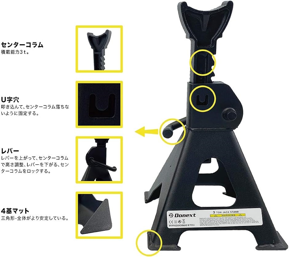 ジャッキスタンド ジャッキアップ 馬 3t 最低位290mm/最高位420mm 2個セット MDM( ブラック)｜horikku｜02