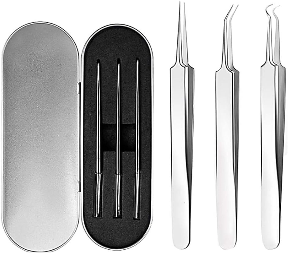 極細 0.3mm 精密 ピンセット マイクロピン 3本 ケース付き 精密機器  