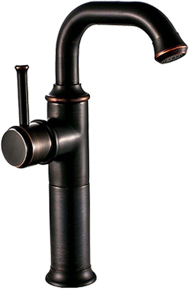 洗面用 アンティーク 混合水栓 蛇口 シングルレバー ロング水栓 トール水栓 L型 手洗いボウル SK230( ブラック)