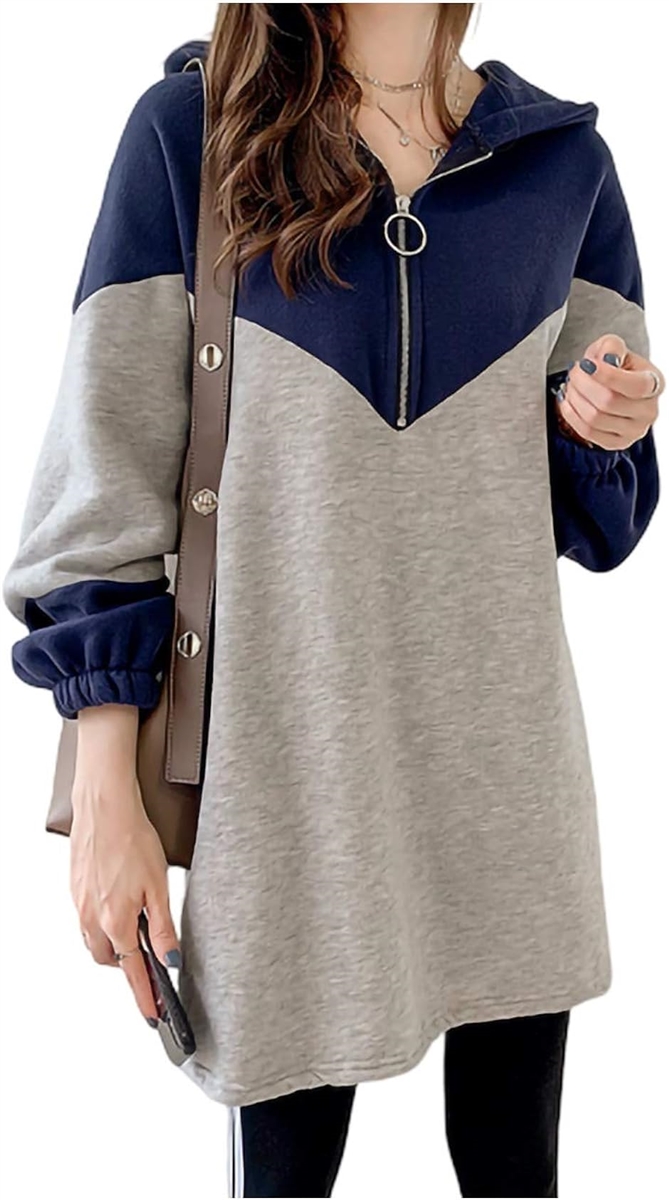 パーカー スウェット ロング ジップアップ(ネイビー, XL)