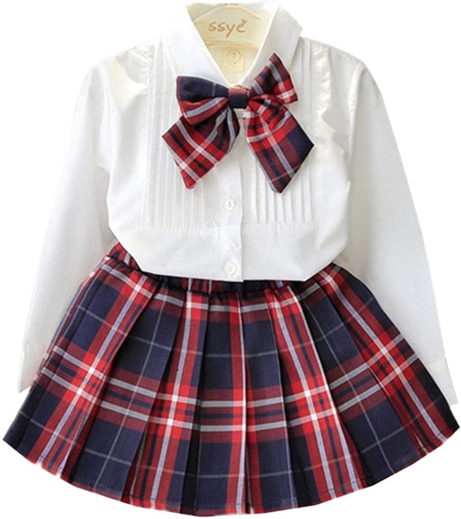 女の子 スカート ブラウス フォーマル 白 シャツ 子供服 入園式 入学式 卒園式 発表会(白 赤 青, 130 Regular)