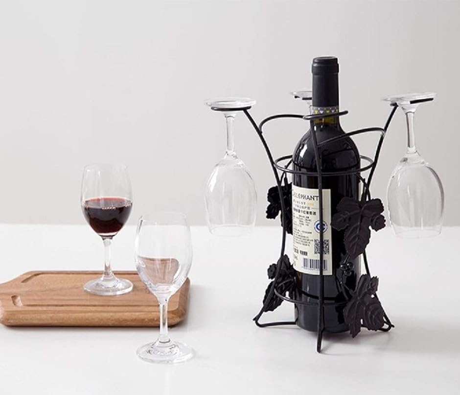 ワインホルダー ワイングラスホルダー 付き ワインボトル グラスラック 