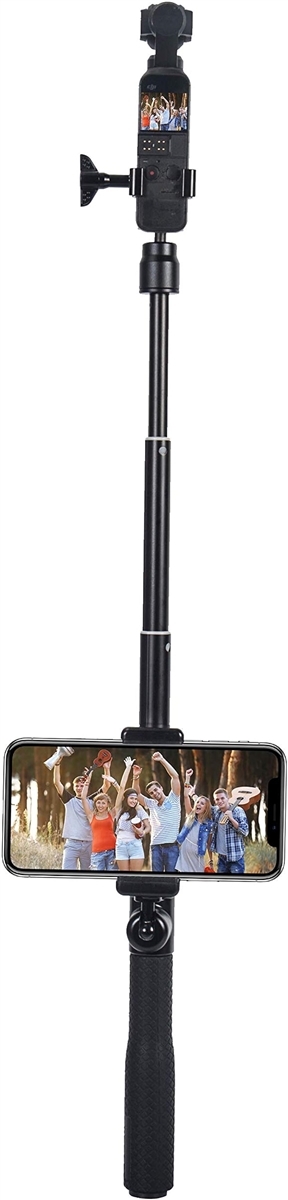 Dji OSMO Pocket 2 1 延長ロッド 30cm-93cm 携帯用ブラケット付き MDM( Black,  30cm-93cm)