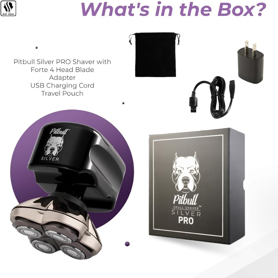 コ*ド様 【新品即日発送】スカルシェーバー ピットブル Platinum PRO スカルシェーバー ピットブル 銀 Silver PRO スキンヘッド専用 高速