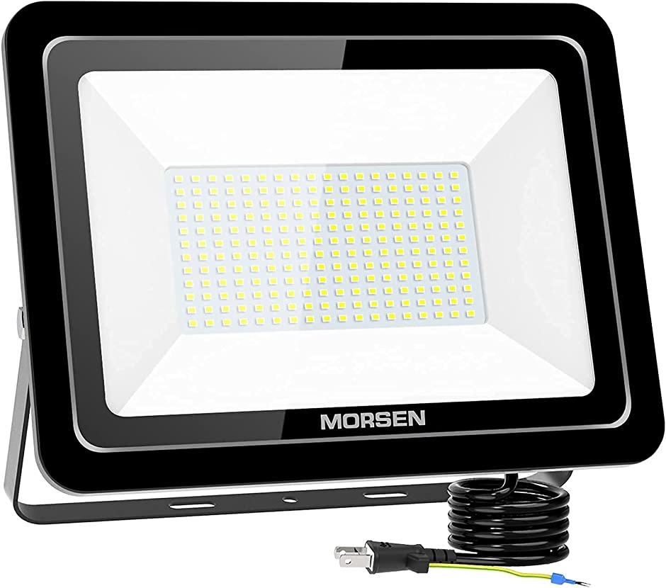 超薄型・明るいMORSEN LED投光器 LED作業灯 2000ｗ相当 SMD チップ 1.8コード( 昼光色6500K,  200W)