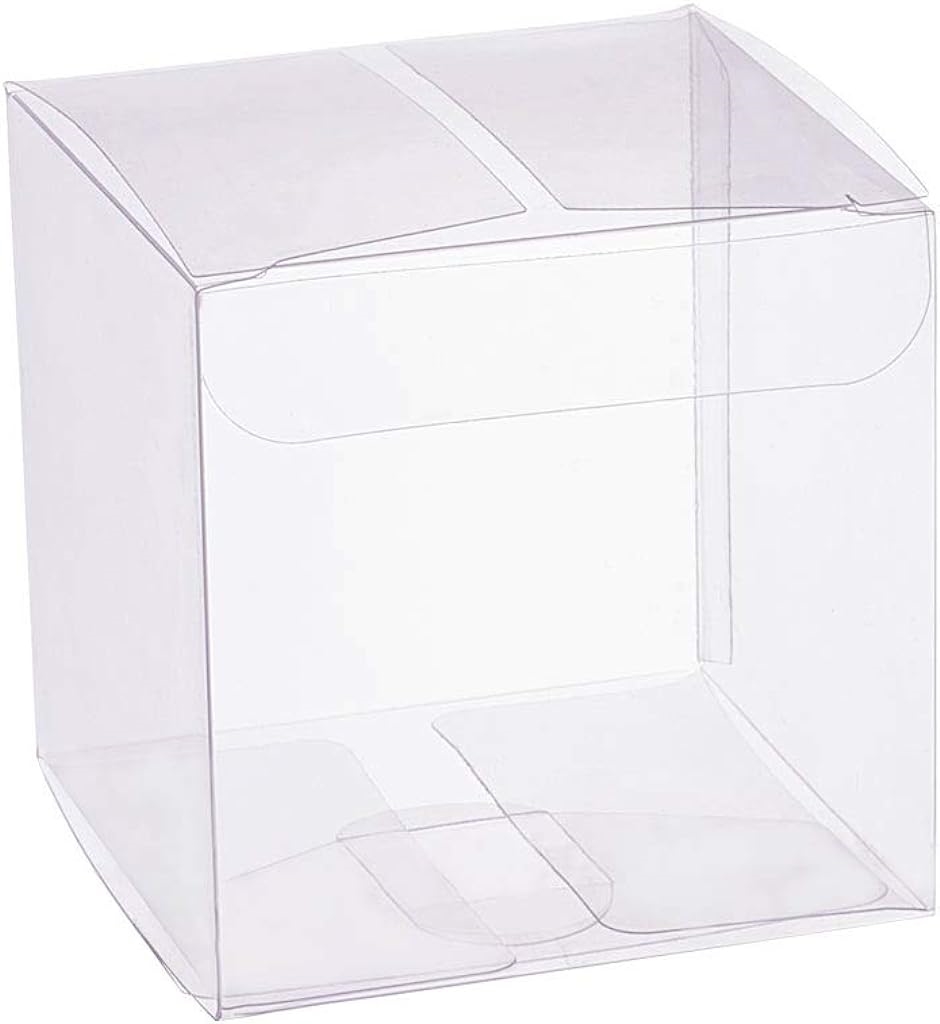 50個セットPVC透明プラスチックケース 7x7x7 折り畳みボックス