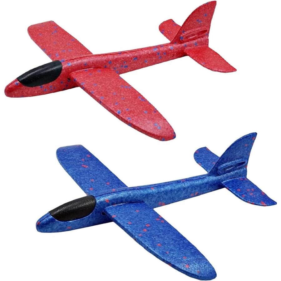 手投げグライダー 飛行機 おもちゃ アウトドア 軽量 組み立て( レッド ブルー)