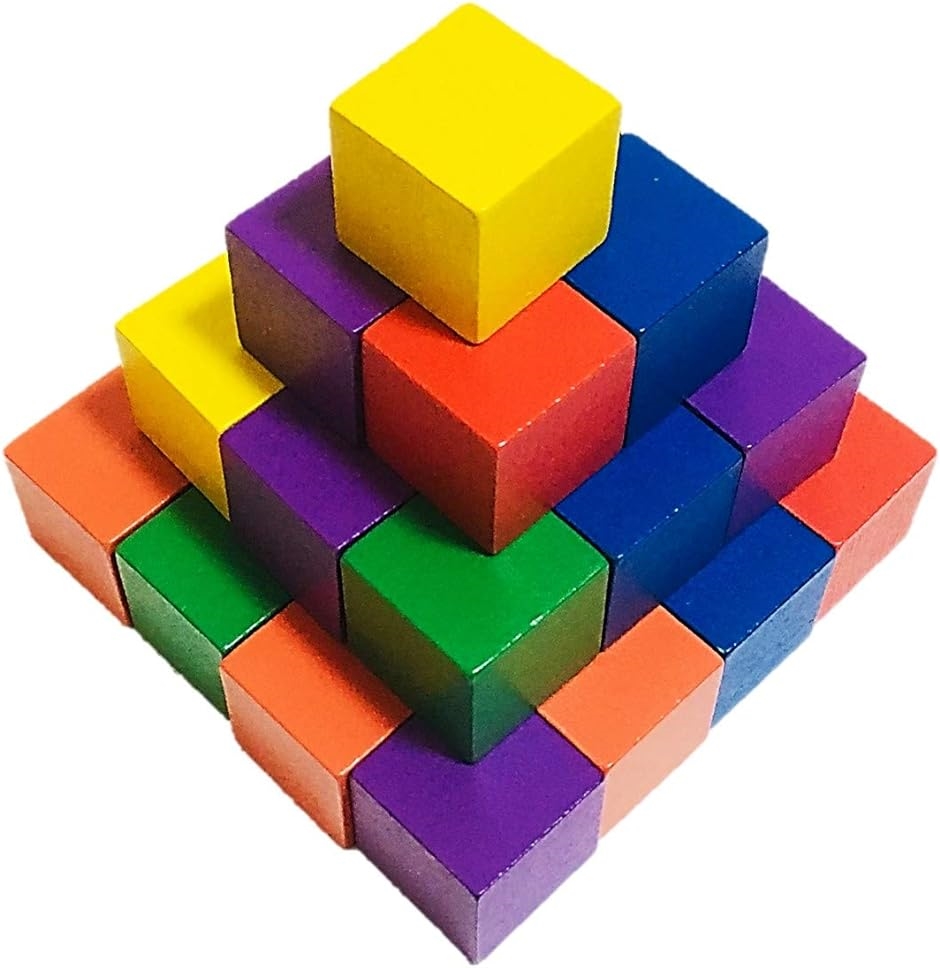 木製 ブロック 30個セット 知育 玩具 積み木 図形 算数 立方体 おもちゃ 02 カラフル( 02 カラフル 3cmx3cm)