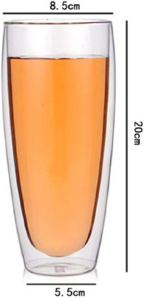 ダブルウォール グラス タンブラー 二重構造 耐熱 カップ( 600ml,  高さ：約20cm 幅：約8.5cm)｜horikku｜02