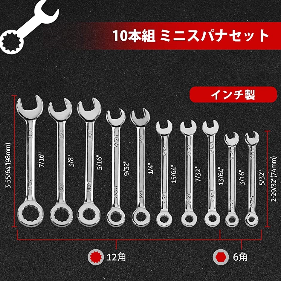 片目片口スパナセット 薄型スパナセット ミニコンビレンチセット 10本