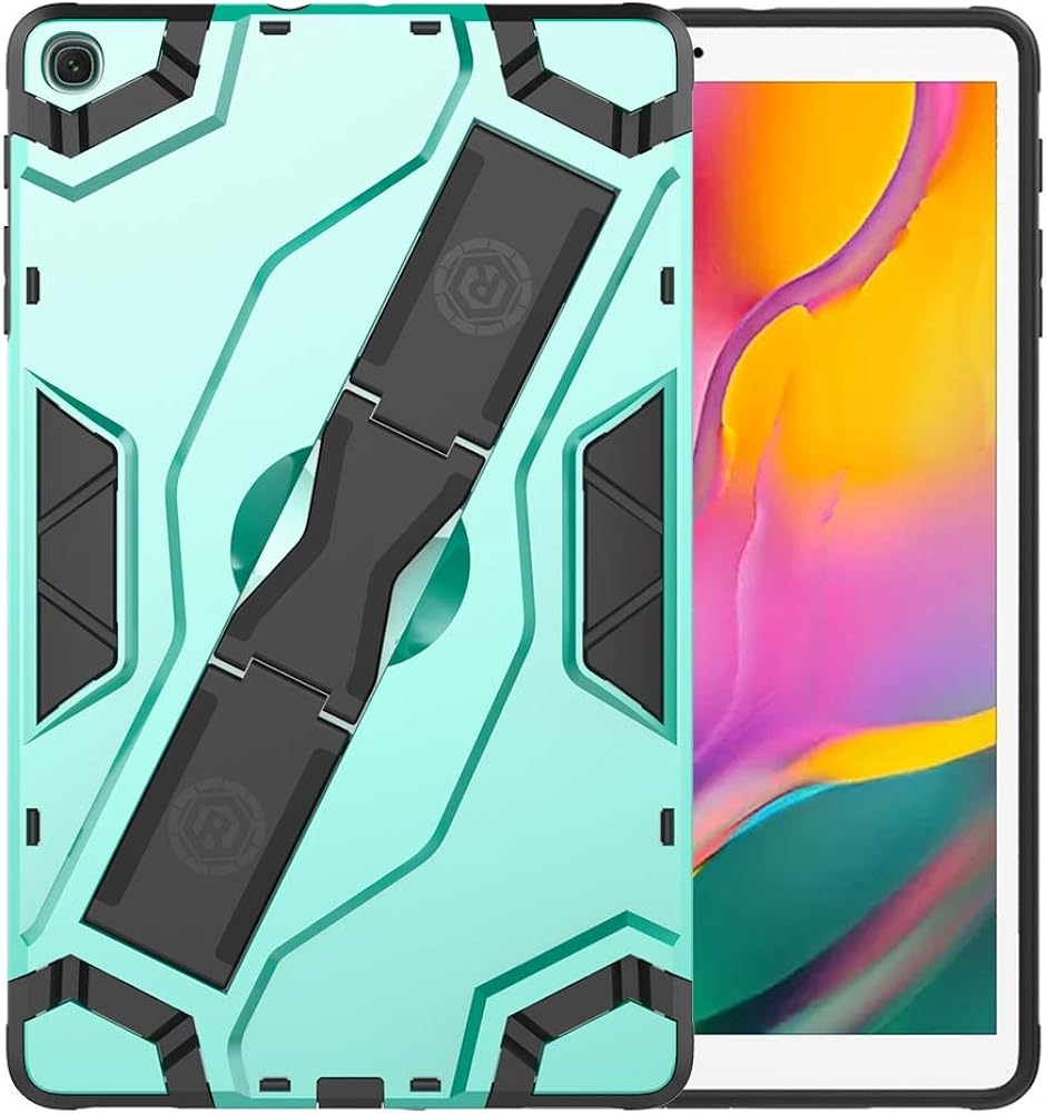 Galaxy TAB 10.1 2019 T510/T515 ケース カバー 多機能 スタンド ハンドストラップ付き 三層構造( 緑)｜horikku｜02