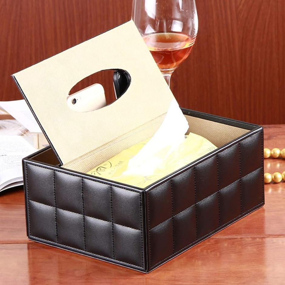 お値下げ！☆12個セットです！小物収納ティッシュボックス・PUレザー・ブラック tissue-box2-1.jpg