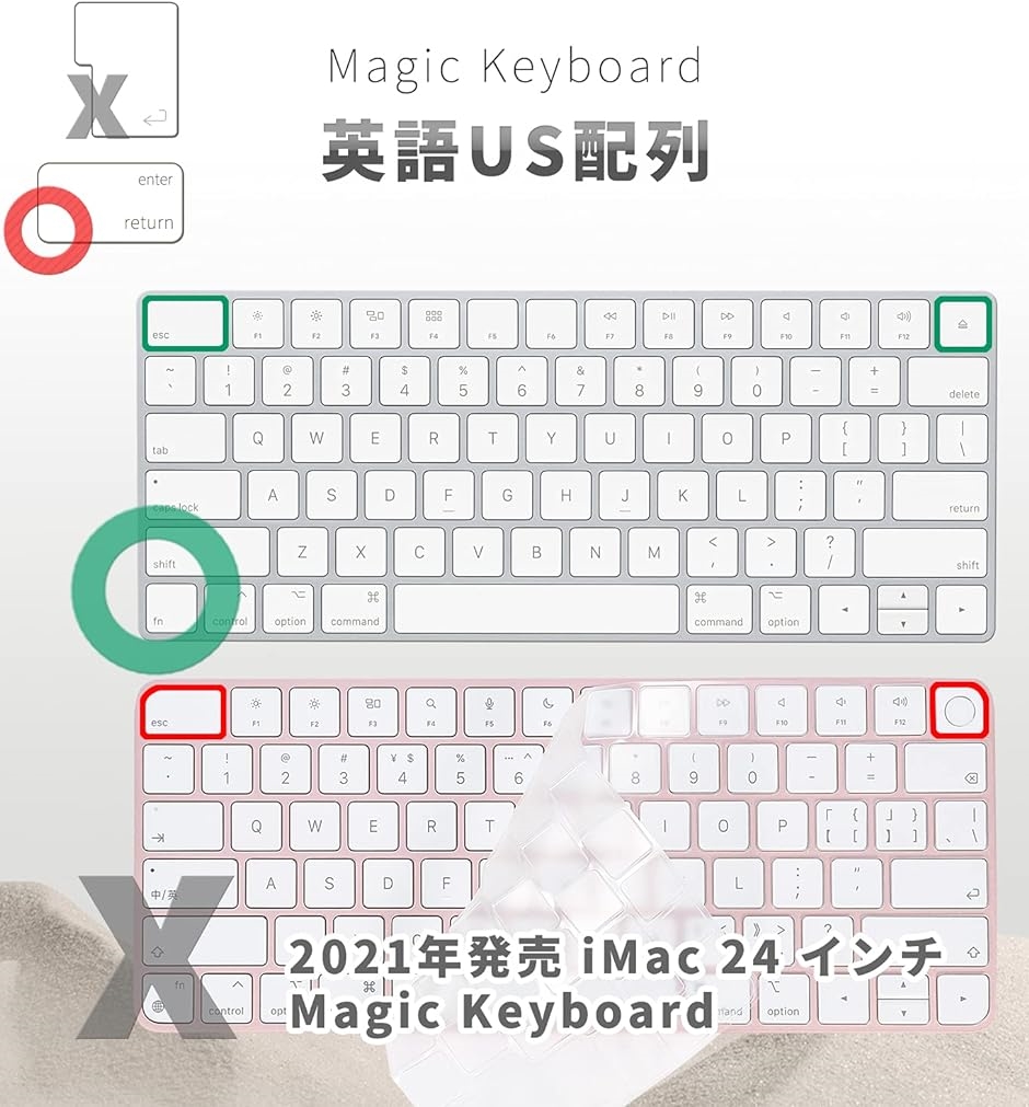 Magic Keyboard カバー 対応 英語US配列 キーボード for Apple( A1644 (US テンキーなし))