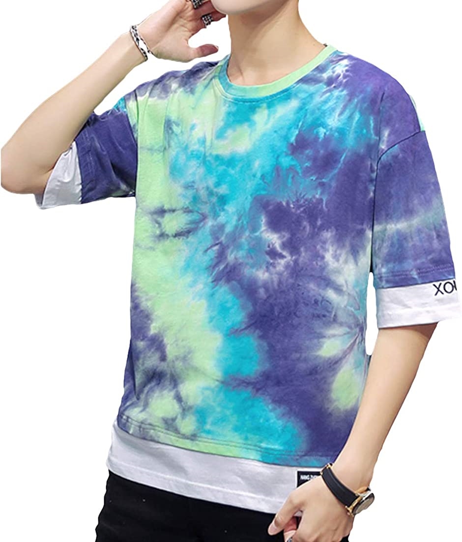 1点物】藍染タイダイ染め絞り染め半袖Tシャツ