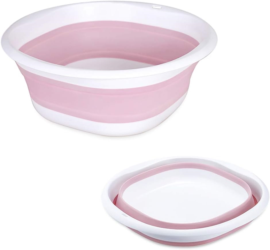 折りたたみ 洗面器 たらい ソフト湯おけ シリコン 雑貨 北欧デザイン コンパクト収納 M MDM( ピンク,  Medium)