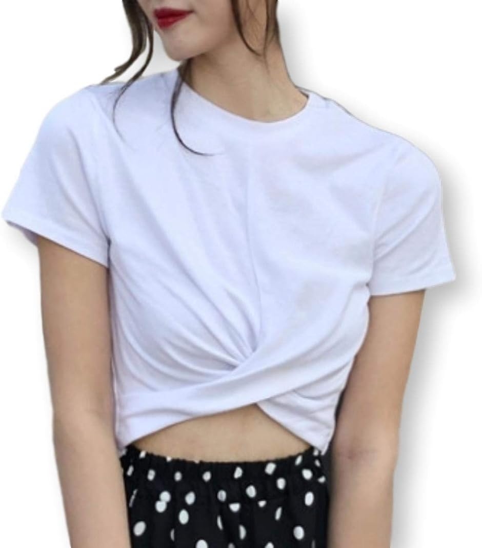 Tシャツ 半袖 ショート丈 ショートTシャツ 個性的 無地 トップス 短め 