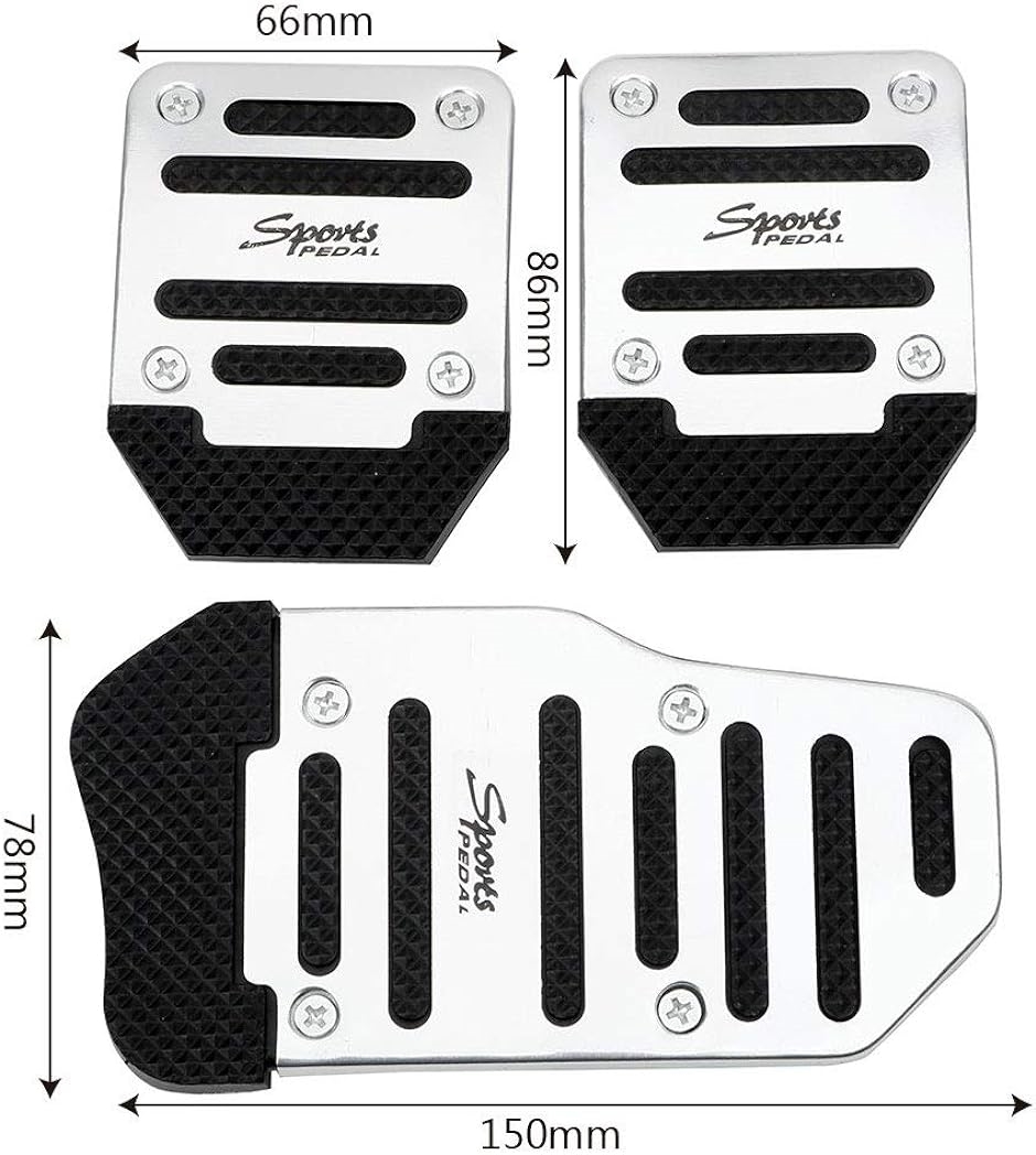 morytrade ペダルカバー MT 用 ミッション 車 軽トラ 旧車 アクセル ブレーキ クラッチ 3ペダル( シルバー)｜horikku｜07