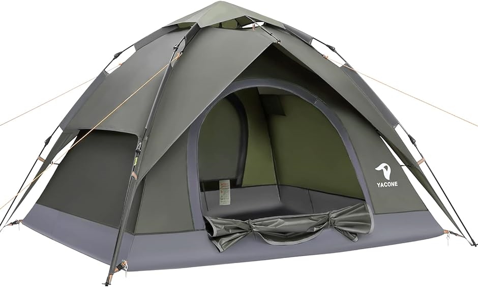 テント ワンタッチテント 2WAY 4人用 設営簡単 コンパクト 軽量 MDM( オリーブグリーン,  4人)