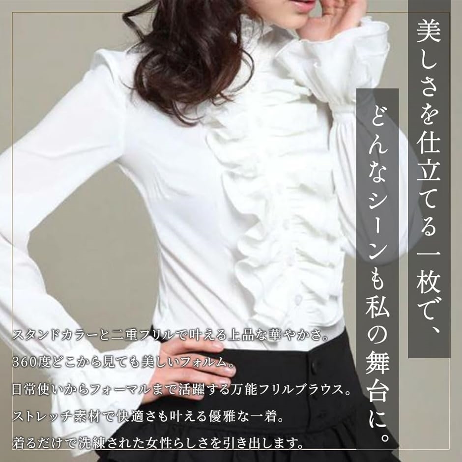 ゴスロリ ブラウス 姫袖 フリルブラウス スタンドカラー フリルシャツ