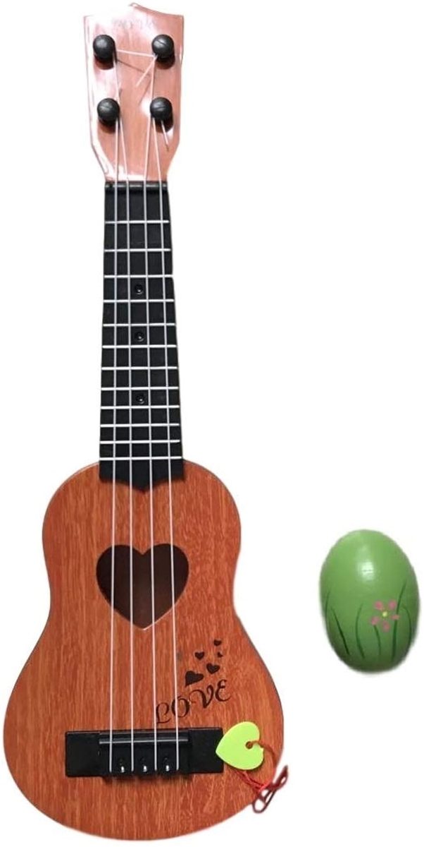おもちゃ ウクレレ 子供用 ミニギター 撮影小物 エッグシェイカー 4弦 39cm( ブラウン,  39cm)