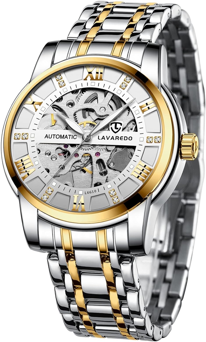 腕時計 メンズ腕時計 機械式 スケルトン シルバース テンレススチール 高級 防水 自動 自動巻き( 09.ゴールドホワイト)