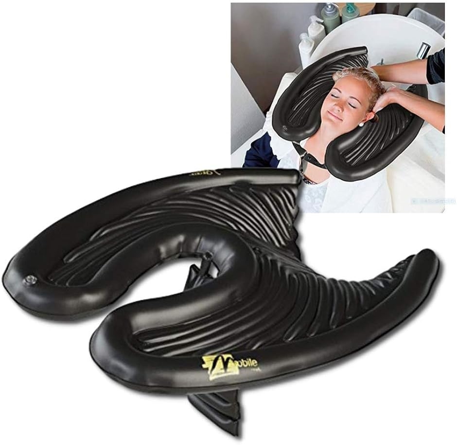 介護用品 シャンプー台 空気式 ビニール 高齢者サポート 寝たまま 入浴補助 シャンプーハット 大人( 黒)