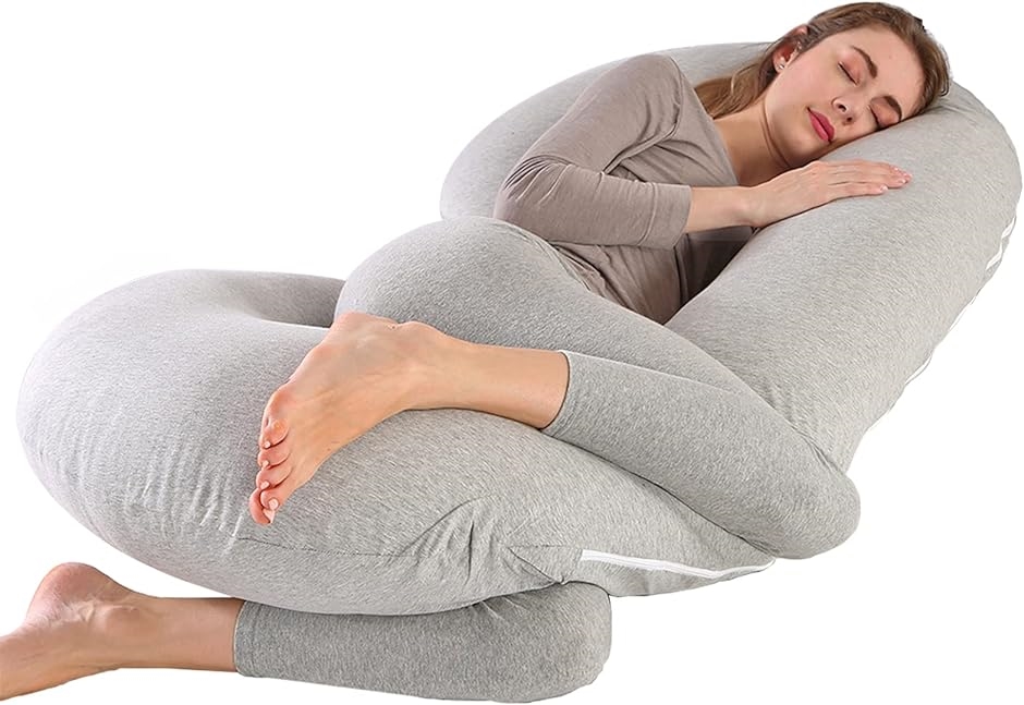 抱き枕 妊婦 だきまくら C型 ふくふく 授乳クッション マタニティ シムス位 包み込む( グレー（ニット綿）,  140x70cm)