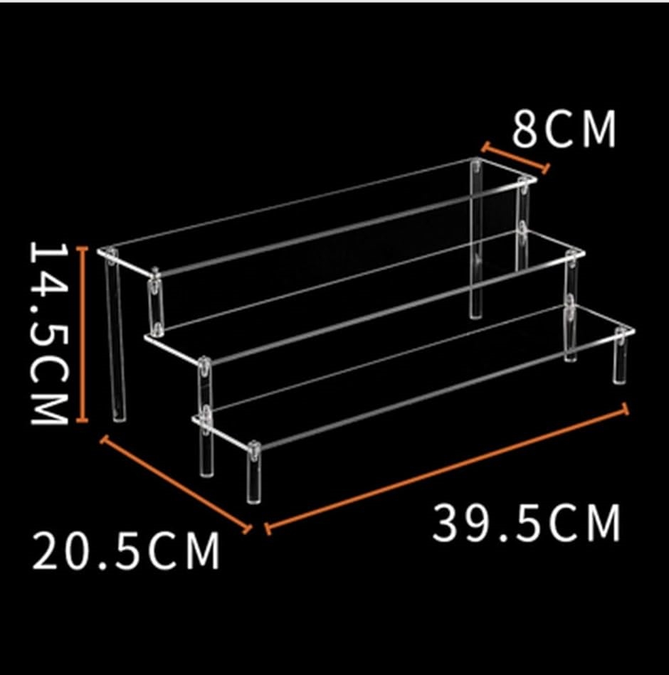 フィギュア ディスプレイ 3段 ひな壇 アクリル アクリルスタンド 横40cm・透明3段・幅板8cm( 3段 40cm)｜horikku｜05
