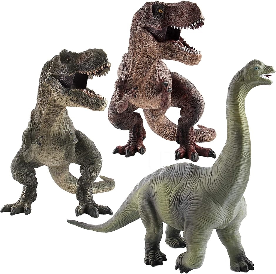 恐竜 フィギュア セット おもちゃ 人形 Tレックス2体＋ブラキオサウルス｜horikku