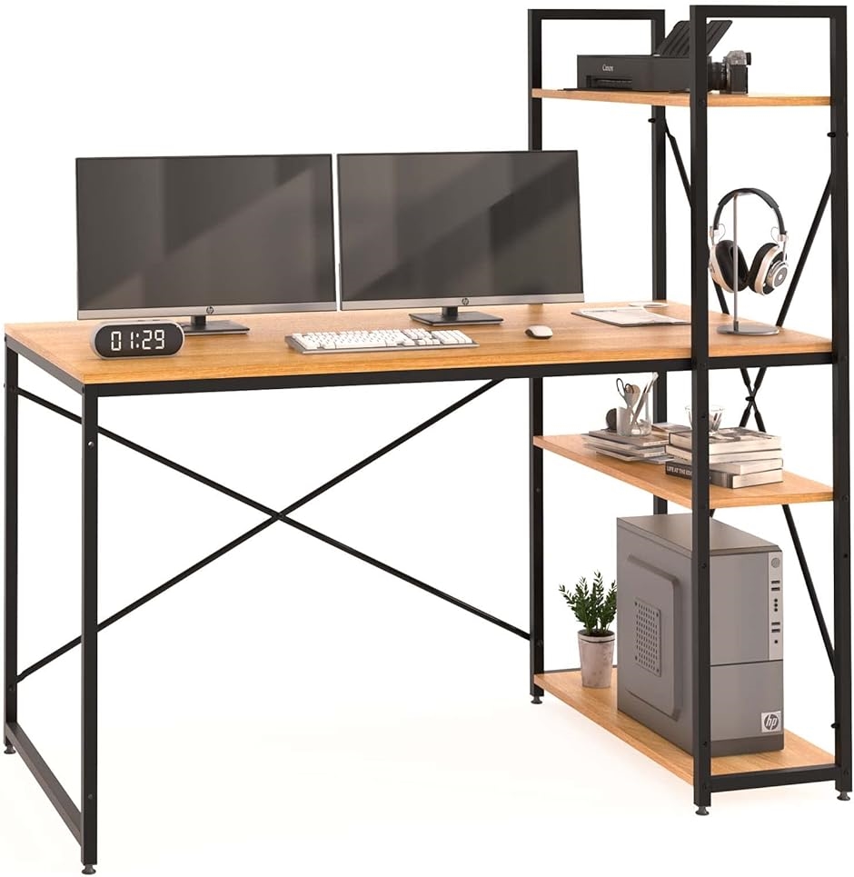 パソコンデスク デスクトップ用 ラック付きデスク 机pcデスク 幅120cm