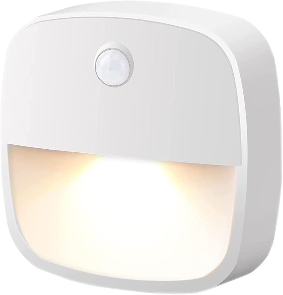 LEDナイトライト人感センサー付 足元灯 ベッドサイドランプ 明暗センサー付( 暖色系1個)