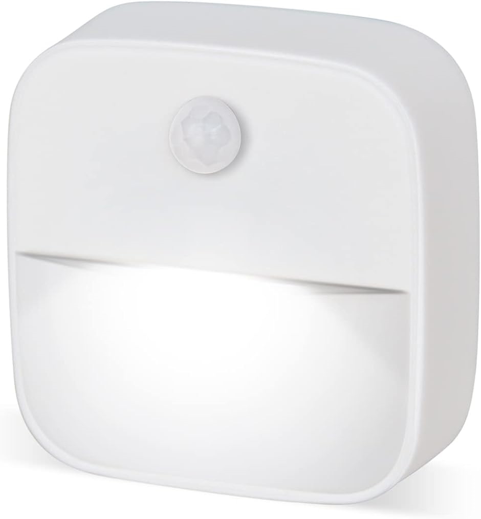 LEDナイトライト人感センサー付 足元灯 ベッドサイドランプ 明暗センサー付( ホワイト,  白光系1個)